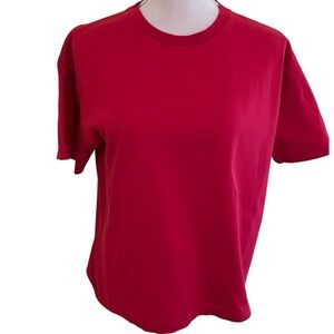 Rodier Red Vintage Short Sleeve Cotton Tee S